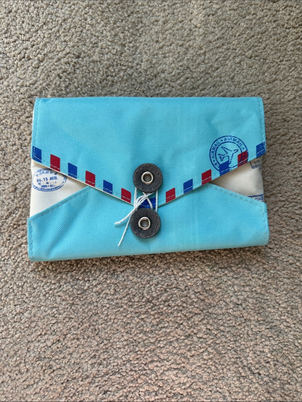 Umbra Airmail Envelope Style Light Blue Travel Jewelry Pouch